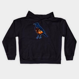 Halloween Crow with Pumpkin Patch Kids Hoodie